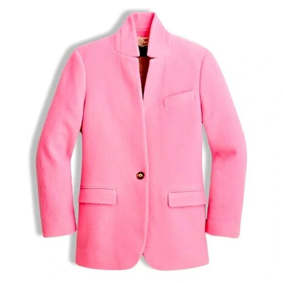 J Crew Leighton Pink Blazer Jacket In Italian Boiled Wool Size 6 - Picture 1 of 16